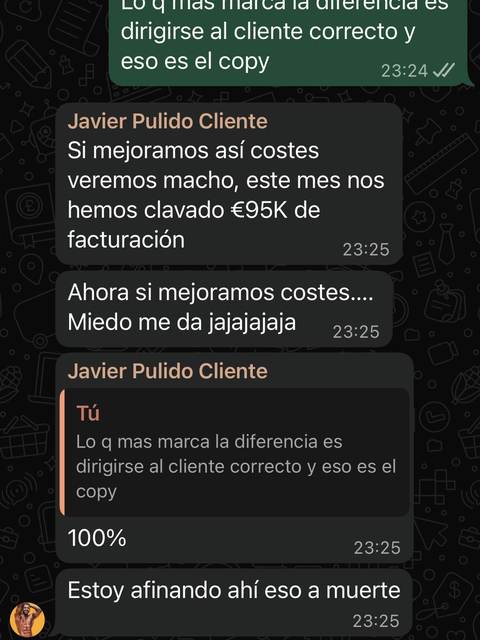 WhatsApp real: 95K de facturación este mes